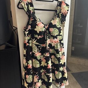 Floral Black Sleeveless Dress